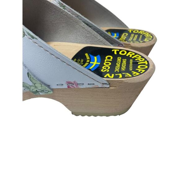 Swedish Torpatoffeln Floral Cottage Core Wooden Clogs Womens EU 42 US 10.5 - Picture 8 of 16